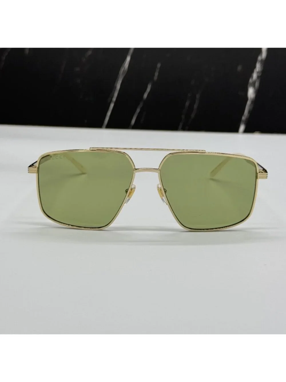New Gucci GG0941S 002 Gold Green Pilot Frame Unisex Sunglasses